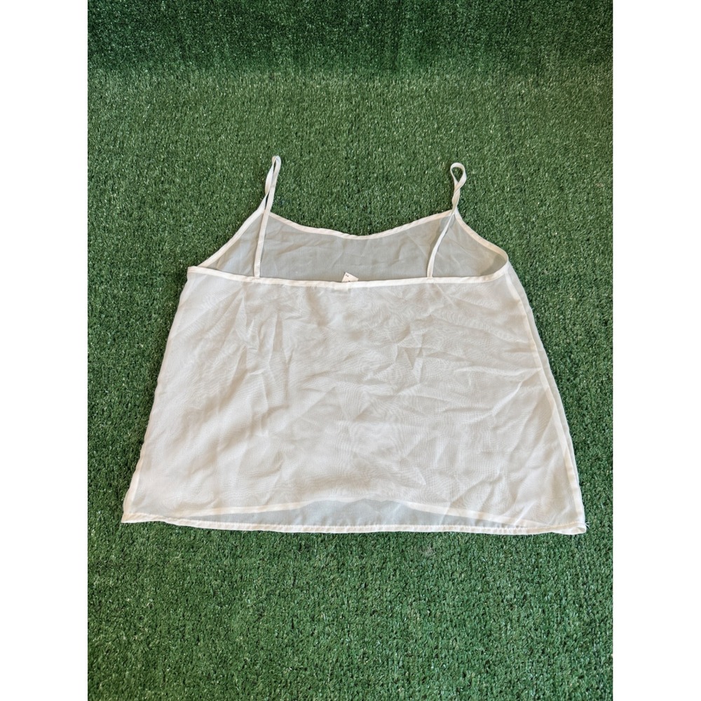 American Apparel White Chiffon Camisole Top Sheer Spaghetti Strap Womens XS - Picture 2 of 3